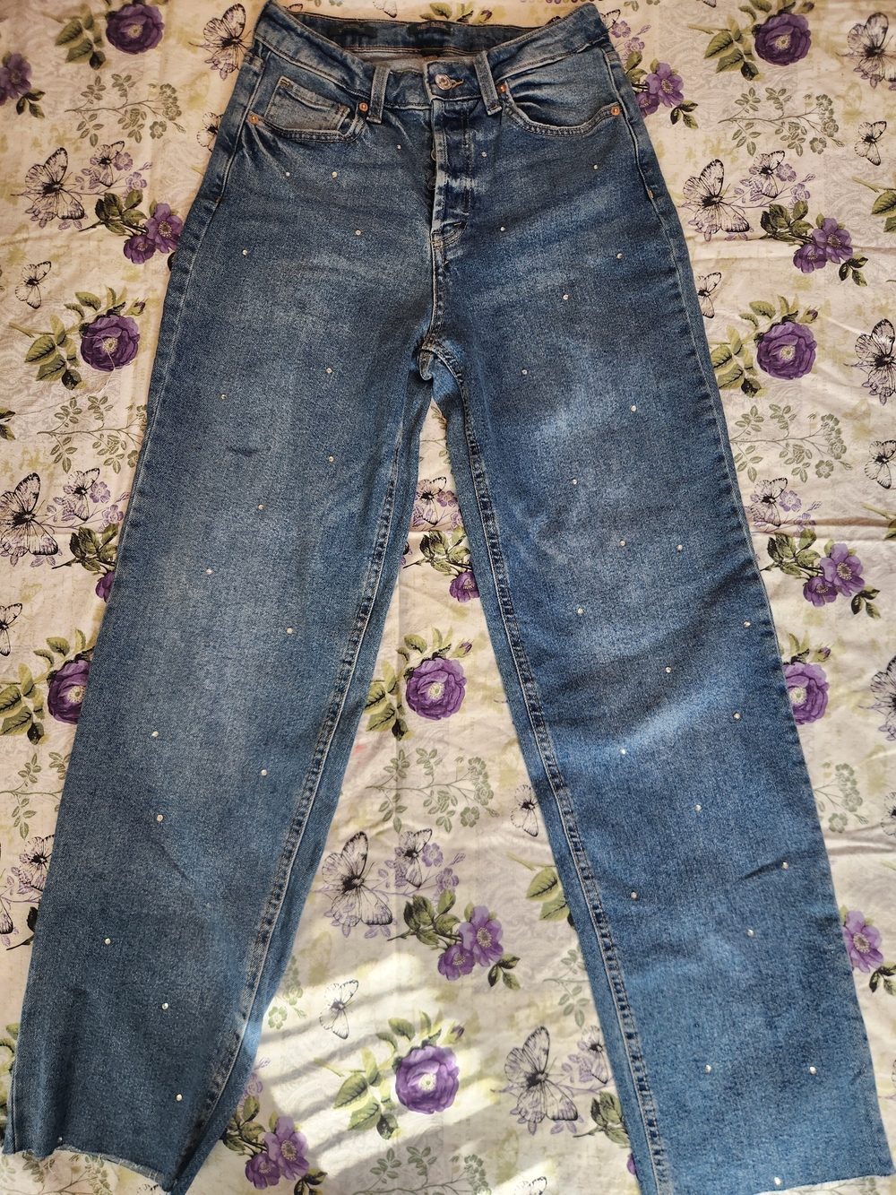 wild fable Blue Straight-Leg Jeans with Stud Accents
